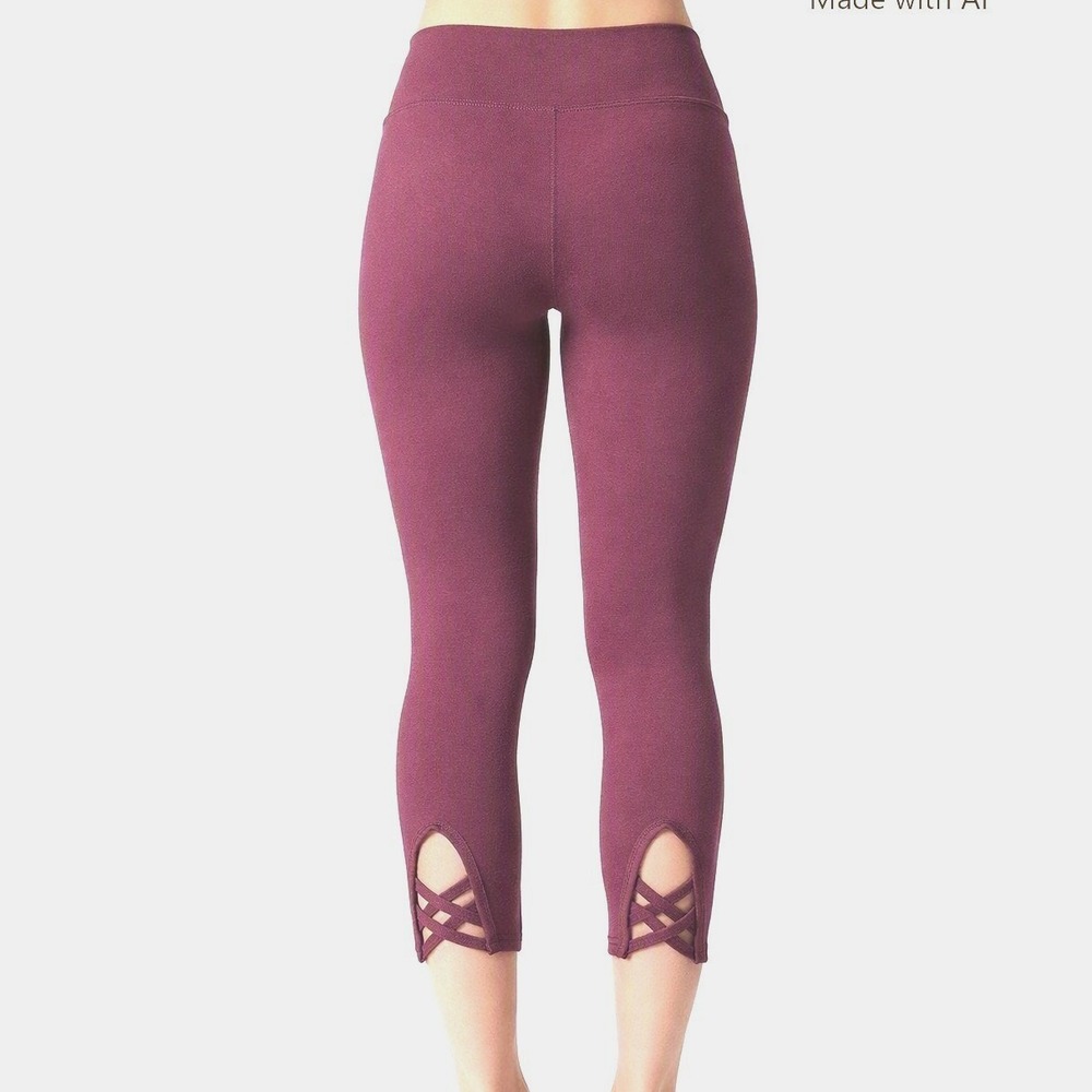 NEW Old Navy Leggings Rose Pink Lattice Hem Cropped Casual Stretch Yoga Gym S